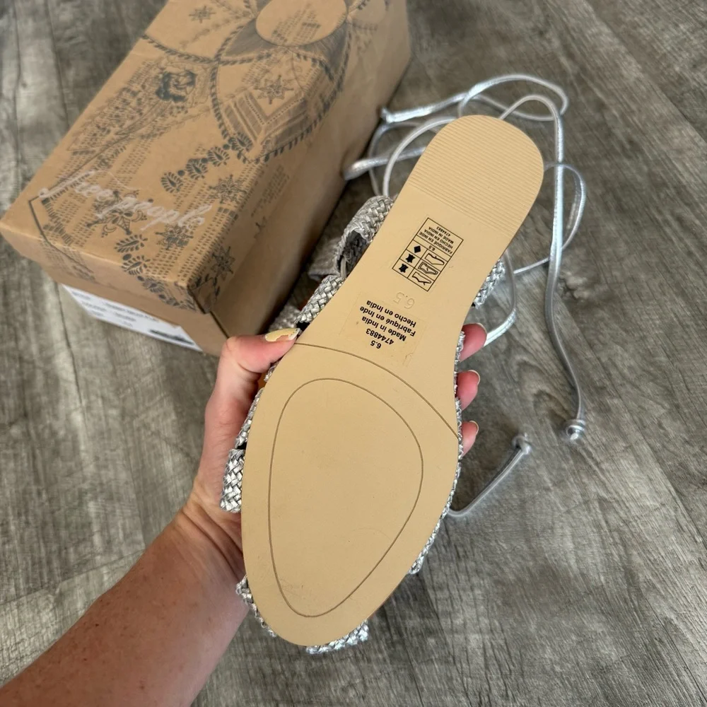 Free People Sunny Gilly Flat in Silver Leather